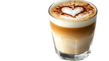 A Heart-Shaped Latte with a Transparent Background,  A Delicious Cup of Coffee with a Beautiful Design, Perfect for Enjoying on a Cold Day. png