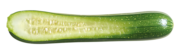 Zucchini Sliced in Half, Displaying its Seeds and Flesh with a Transparent Background png
