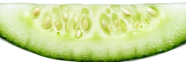 A Close-Up View of a Cucumber Slice with Seeds, Transparent Background png