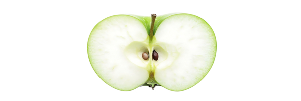 A Sliced Green Apple with Transparent Background, A Perfect Image for Design and Decoration png