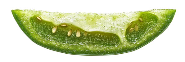 Green Pepper Slice with Transparent Background, A Close Up View of the Inside of a Green Pepper png