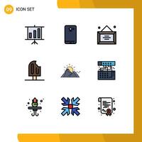 9 Creative Icons Modern Signs and Symbols of hill ice business holiday beach Editable element Design Elements vector