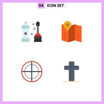 4 Flat Icon concept for Websites Mobile and Apps bathroom crosshair tool directions target Editable element Design Elements vector