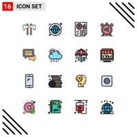 Modern Set of 16 Flat Color Filled Lines and symbols such as sound mute data clock time Editable Creative element Design Elements vector