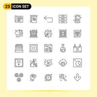 Group of 25 Modern Lines Set for interior drawer paper cupboard reply Editable element Design Elements vector