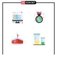 4 Creative Icons Modern Signs and Symbols of checklist boat list earth day transportation Editable element Design Elements vector