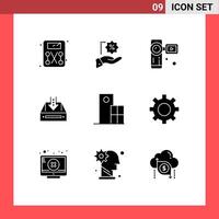 Group of 9 Solid Glyphs Signs and Symbols for architecture empty camera document box Editable element Design Elements vector