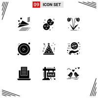 9 Universal Solid Glyphs Set for Web and Mobile Applications new party floral hat play Editable element Design Elements vector