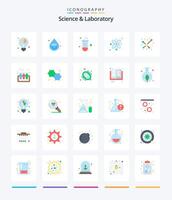 Creative Science 25 Flat icon pack Such As molecule science water react tube vector