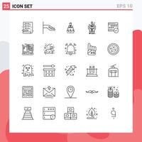 User Interface Pack of 25 Basic Lines of approved rise human plant company Editable element Design Elements vector