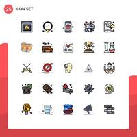 Filled line Flat Color Pack of 25 Universal Symbols of mobile mail gift love box Editable element Design Elements vector