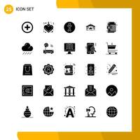 25 Solid Glyph concept for Websites Mobile and Apps rain file person document construction Editable element Design Elements vector