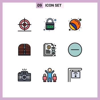 9 9 usuario interfaz línea de relleno plano color paquete de moderno señales y símbolos de seguridad dinero web caja impresión editable elemento diseño elementos vector