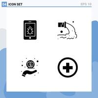 Group of 4 Solid Glyphs Signs and Symbols for mobile help pipe sewage support Editable element Design Elements vector