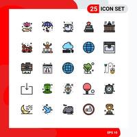 25 Thematic element Filled line Flat Colors and Editable Symbols of massage science coffee education apple Editable element Design Elements vector