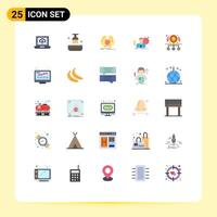 Mobile Interface Flat Color Set of 25 Pictograms of cash achieve face target success Editable element Design Elements vector
