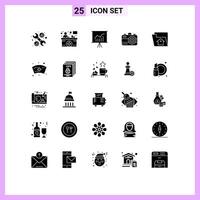 Solid Glyph Pack of 25 Universal Symbols of service file meeting home photo Editable element Design Elements vector