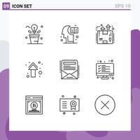 Stock element Icon Pack of 9 Line Signs and Symbols for direction arrows knowledge arrow package Editable element Design Elements vector