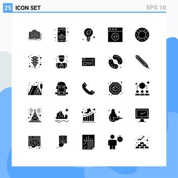 Pack of 25 Modern Solid Glyphs Signs and Symbols for Web Print Media such as safety sync mobile mac idea Editable element Design Elements vector