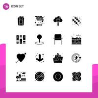 Pictogram Set of 16 Simple Solid Glyphs of wirefram wireframing cloud summer marshmallow Editable element Design Elements vector