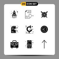 9 Solid Glyph concept for Websites Mobile and Apps online document file file digital Editable element Design Elements vector