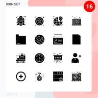 Stock element Icon Pack of 16 Line Signs and Symbols for multimedia file pin graphic design digital graphic Editable element Design Elements vector