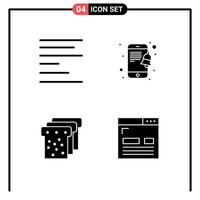 Set of 4 Modern UI Icons Symbols Signs for align coding mobile bread development Editable element Design Elements vector