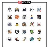Editable element Line Pack of 25 Simple Filled line Flat Colors of location management hack human technology Editable element Design Elements vector
