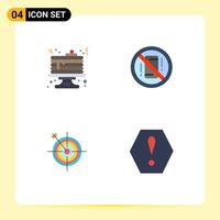 4 Universal Flat Icons Set for Web and Mobile Applications breakfast focus pancake mobile dart Editable element Design Elements vector