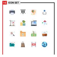 Mobile Interface Flat Color Set of 16 Pictograms of experiment burner wifi person male Editable Pack of Creative element Design Elements vector