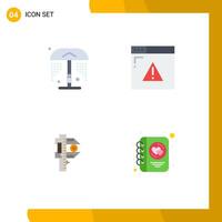 Flat Icon Pack of 4 Universal Symbols of shower measure internet web page tiny Editable element Design Elements vector