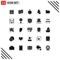 Universal Icon Symbols Group of 25 Modern Solid Glyphs of data folder event drink watermelon Editable element Design Elements vector