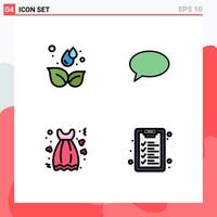 4 Universal Filledline Flat Colors Set for Web and Mobile Applications earth date leaf massege gown Editable element Design Elements vector