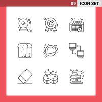 Set of 9 element Outlines on Grid for science loaf calendar holiday dinner Editable element Design Elements vector
