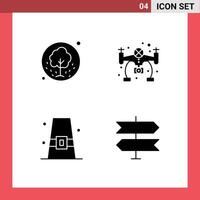 4 Solid Glyph concept for Websites Mobile and Apps tree buckle summer hobby fall Editable element Design Elements vector