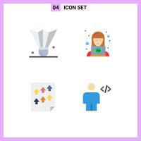 Editable element Line Pack of 4 Simple Flat Icons of badminton data shuttlecock support page Editable element Design Elements vector