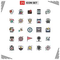 Mobile Interface Filled line Flat Color Set of 25 Pictograms of cellphone purse optimization personal finance Editable element Design Elements vector