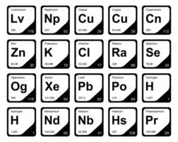 20 Preiodic table of the elements Icon Pack Design vector
