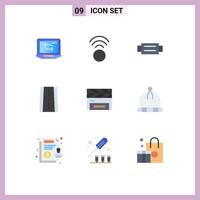 Flat Color Pack of 9 Universal Symbols of film flap clapper belt clapboard road Editable element Design Elements vector