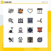 Pack of 16 Modern Flat Color Filled Lines Signs and Symbols for Web Print Media such as zoom search broken detail table Editable Creative element Design Elements vector