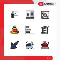 Stock element Icon Pack of 9 Line Signs and Symbols for education bag food target web Editable element Design Elements vector