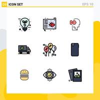 Modern Set of 9 Filledline Flat Colors Pictograph of speed ecommerce midi buy problem Editable element Design Elements vector