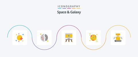 Space And Galaxy Flat 5 Icon Pack Including exoskeleton moon planet astronomy science vector