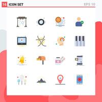 Set of 16 element Flat Colors on Grid for problem error coffee basic user Editable Pack of Creative element Design Elements vector