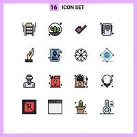 Stock element Icon Pack of 16 Line Signs and Symbols for alms notebook plant education tape Editable Creative element Design Elements vector