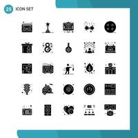 Pictogram Set of 25 Simple Solid Glyphs of charge rating performance award lead content Editable element Design Elements vector
