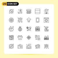Modern Set of 25 Lines Pictograph of signal antenna sports clothing vertical layout Editable element Design Elements vector