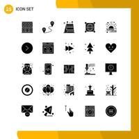 Group of 25 Modern Solid Glyphs Set for price discount construction scince global Editable element Design Elements vector