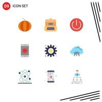 Set of 9 Modern UI Icons Symbols Signs for process making gadgets cogs mobile application Editable element Design Elements vector
