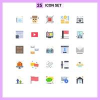 Set of 25 element Flat Colors on Grid for laptop home crop startup career Editable element Design Elements vector
